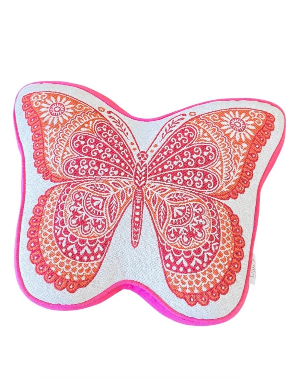 Lillian August Butterfly Accent Pillow - Pink & Orange -